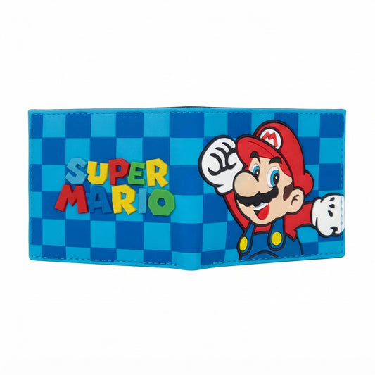 Billetera Super Mario Fondo Ajedrez Azul