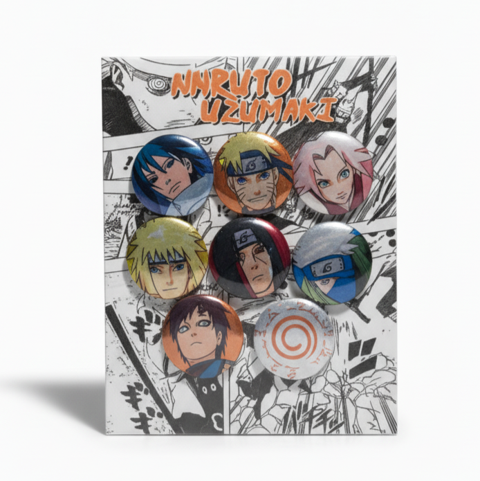 Set de 8 Chapitas Metalizadas de Naruto Uzumaki (Naruto)