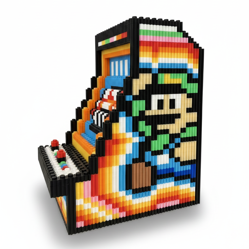 Figura pixel armable de máquina arcade de Mario Bros