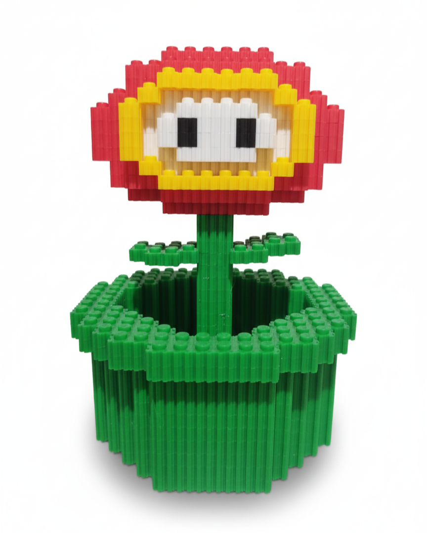 Figura para armar pixel Flor de Fuego de Super Mario Bros.