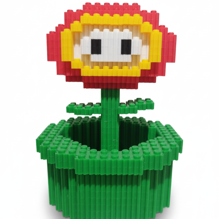 Figura para armar pixel Flor de Fuego de Super Mario Bros.