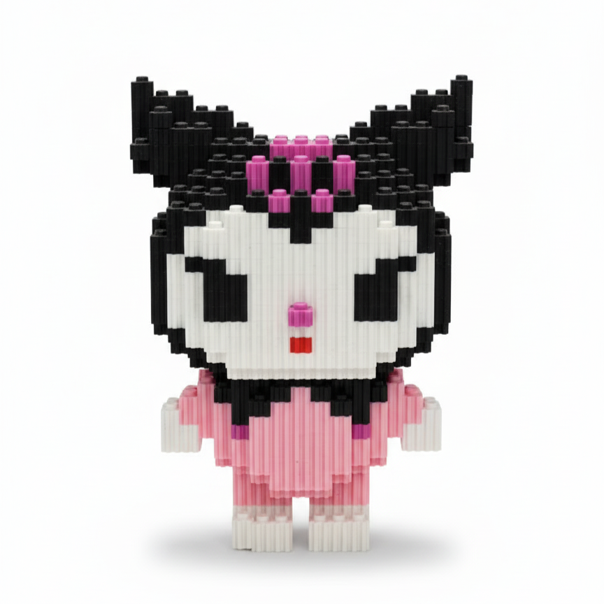 Figura pixel armable de Kuromi de Sanrio