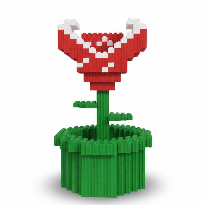 Figura para armar pixel Planta Piranha Super Mario Bros.