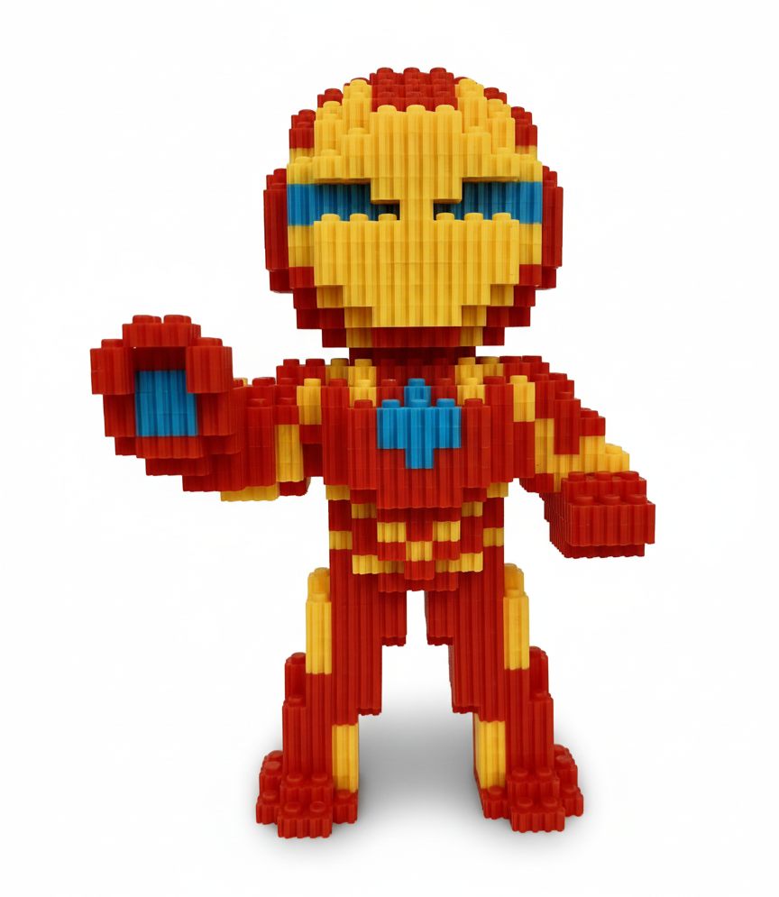 Figura pixel armable de Iron Man de Marvel