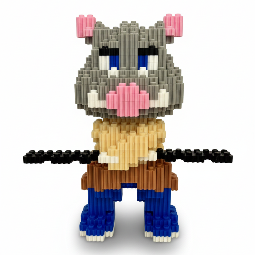 Figura pixel armable de Inosuke de Demon Slayer
