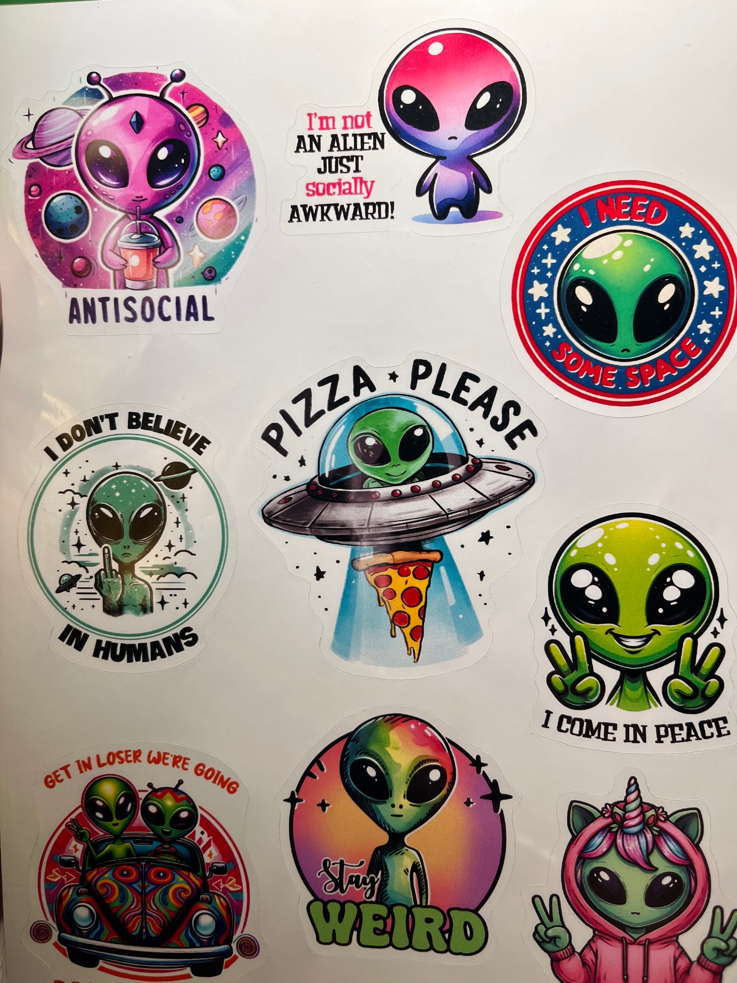 Alien Hoja Stickers