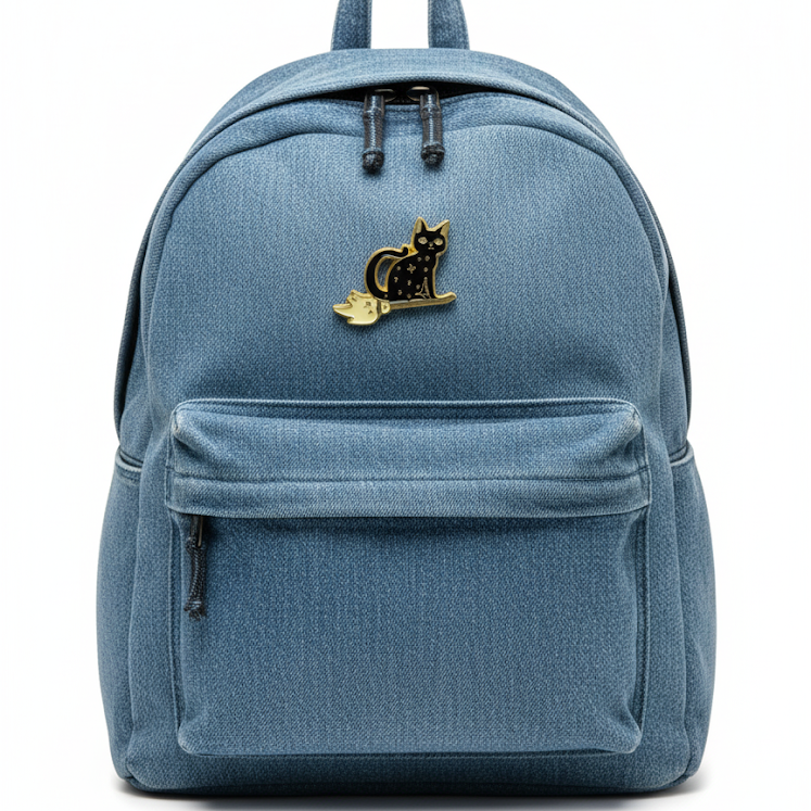 Pin Gato Mágico en Escoba - Fantasía