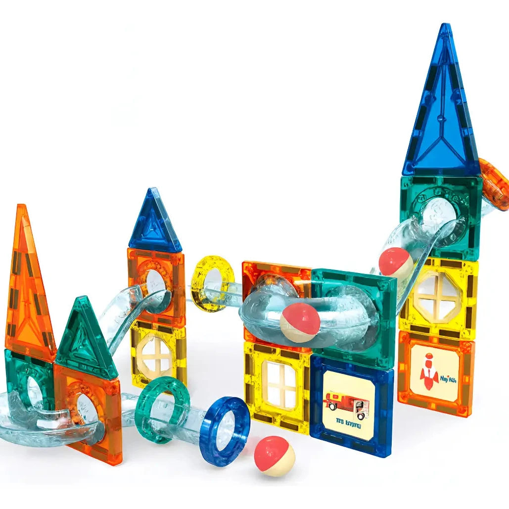 Set de Construcción "Magnetic World" con Tobogán de Canicas