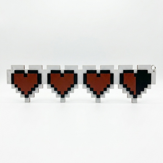 Colgante de Barra de Vida Pixel Art de 4 Corazones - Estilo Retro de 8 Bits Zelda