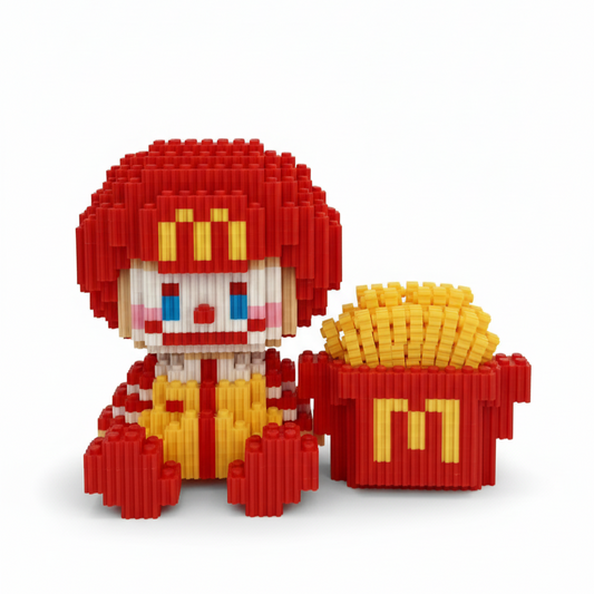 Figura pixel armable de Ronald McDonald con papas fritas de McDonald’s