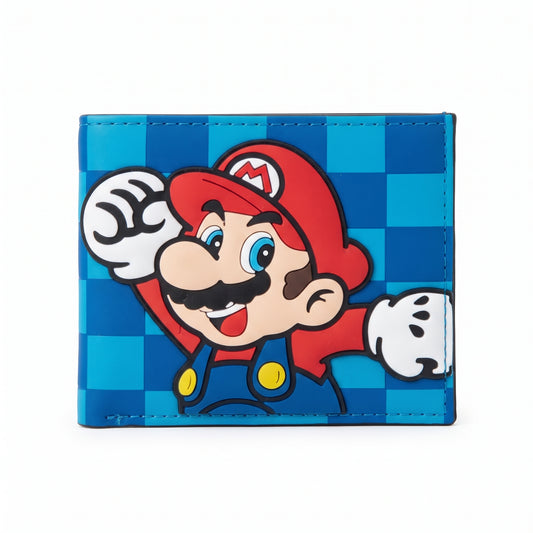 Billetera Super Mario Fondo Ajedrez Azul