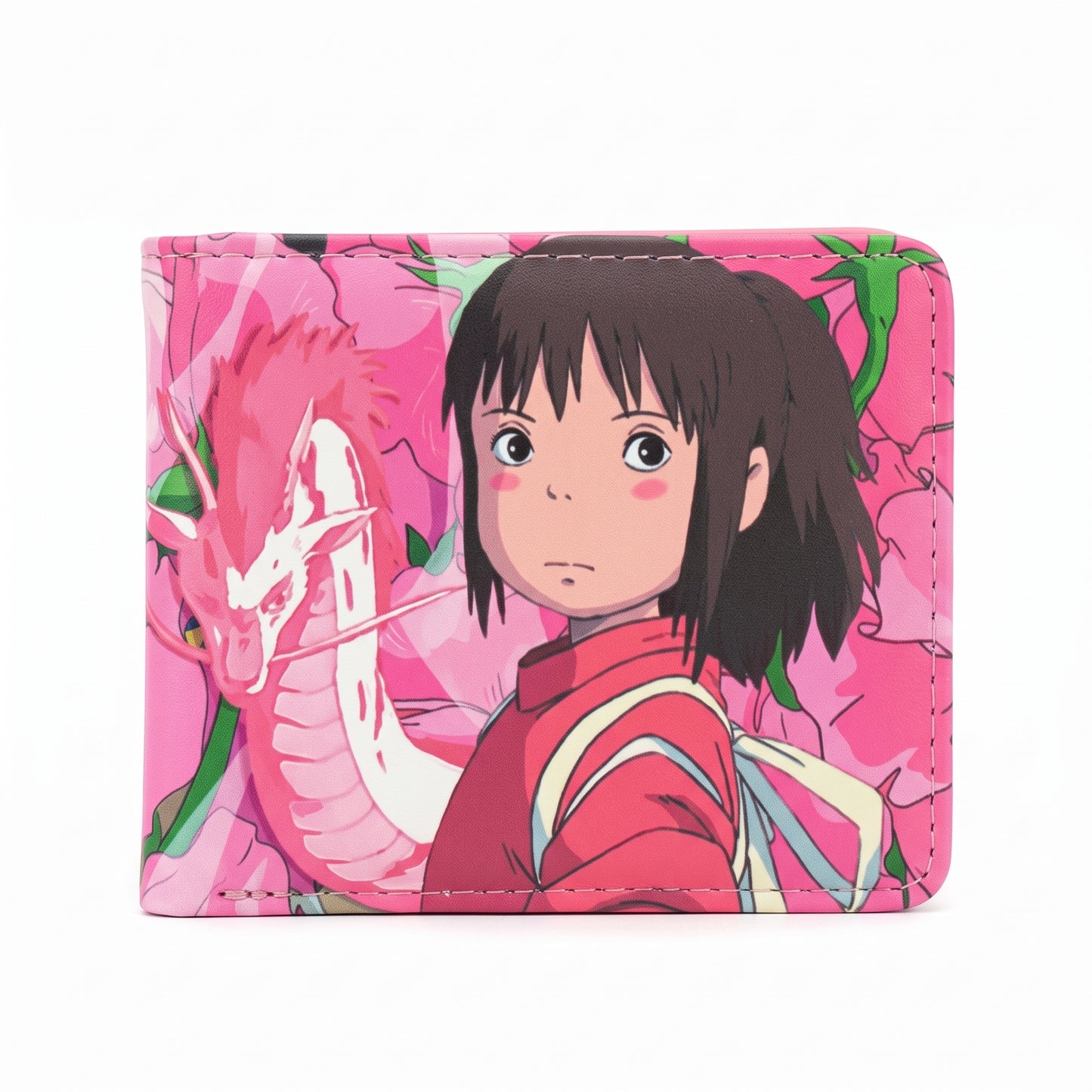 Billetera El Viaje de Chihiro - Chihiro, Haku Dragón y Flores Rosadas