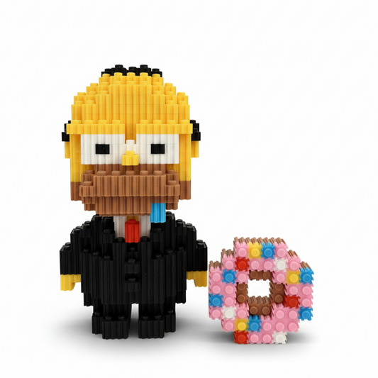 Figura pixel armable de Homero con donut de Los Simpson