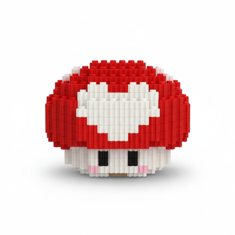 Figura armable pixel Hongo rojo de Super Mario Bros