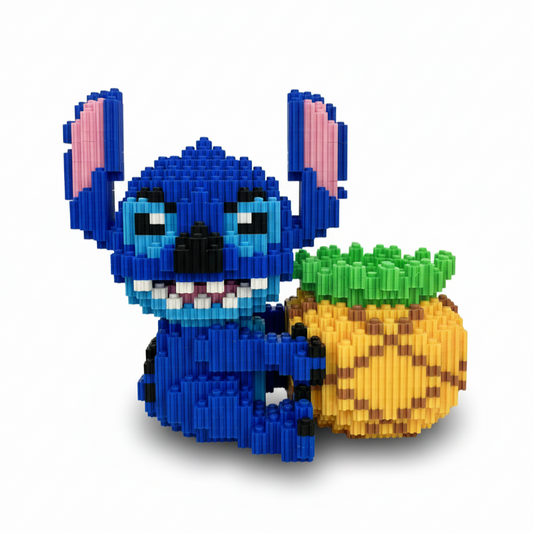 Figura pixel armable de Stitch con piña de Lilo & Stitch