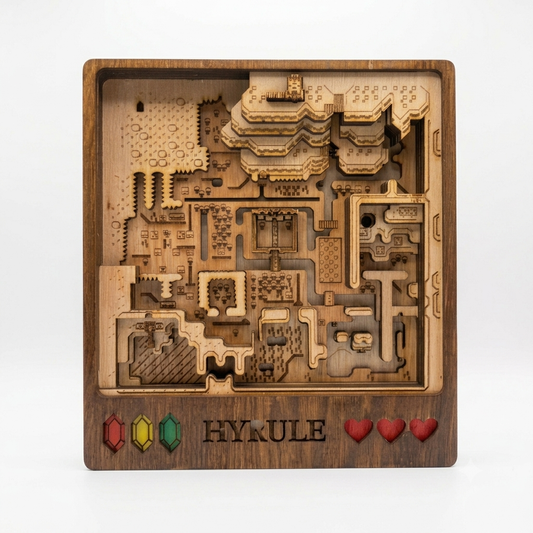 Mapa Topográfico en Madera de Hyrule - Mapa Topográfico 3D de The Legend of Zelda