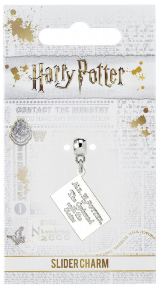 Amuleto Deslizante Harry Potter Carta Hogwarts